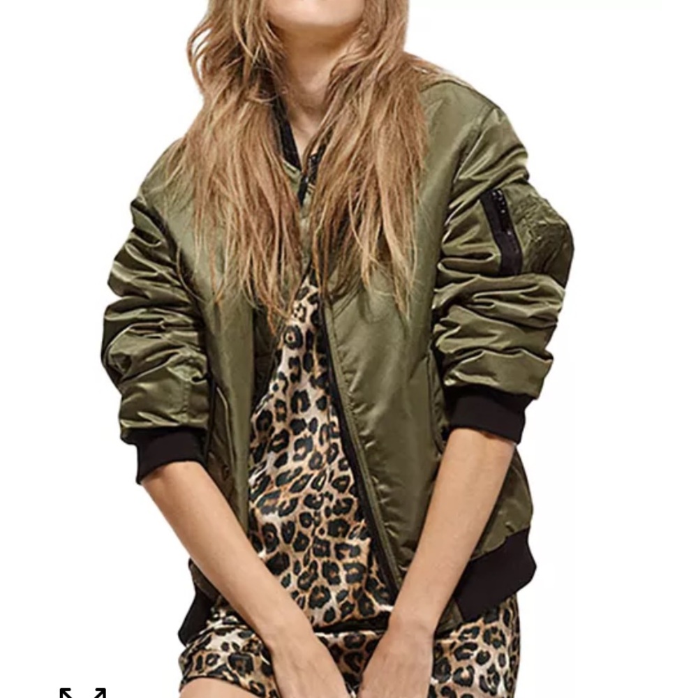 The Kooples Green and Black Bomber Jacket- Medium